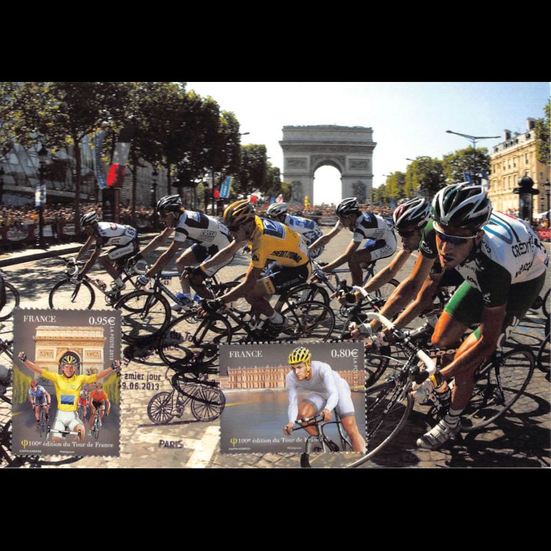 CM - (2 sur 4) 100e édition du tour de France, oblit 29/6/13 Paris