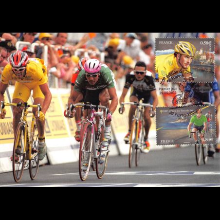 CM - (3 sur 4) 100e édition du tour de France, oblit 29/6/13 Porto-Vecchio