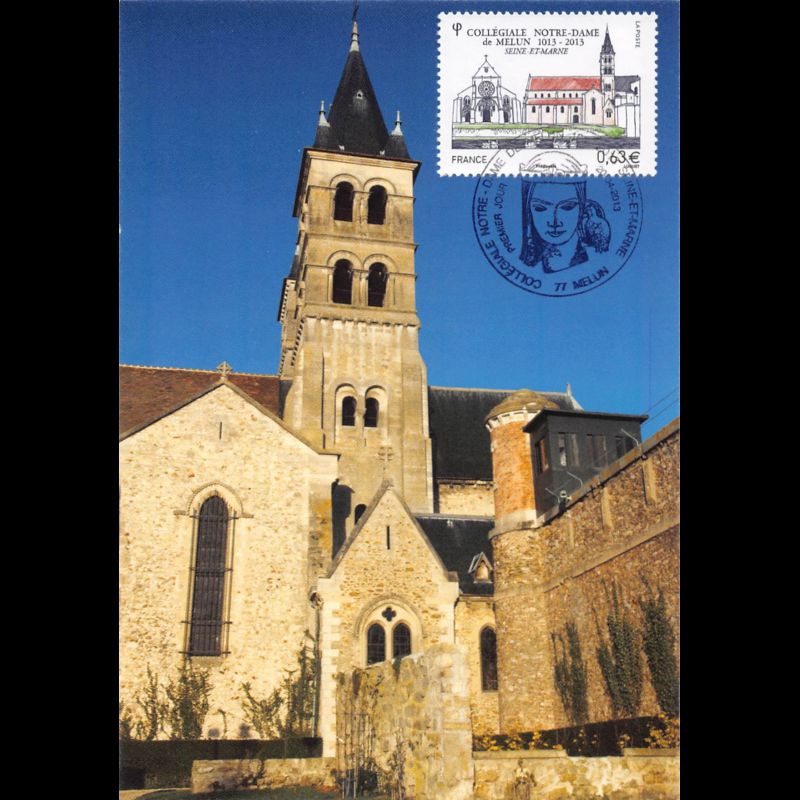 CM - Melun, la collégiale Notre-Dame, oblit 20/4/13 Melun