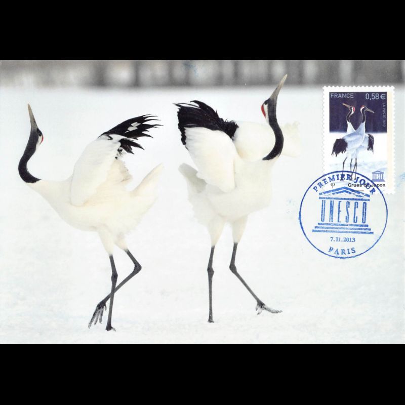 CM - UNESCO 2013, grues du Japon, oblit 7/11/13 Paris