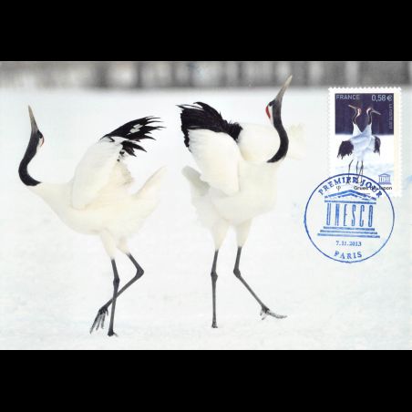 CM - UNESCO 2013, grues du Japon, oblit 7/11/13 Paris