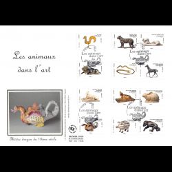 FDC GF soie -  Carnet les animaux dans l'art, oblit 4/1/13