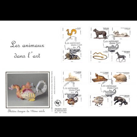 FDC GF soie -  Carnet les animaux dans l'art, oblit 4/1/13