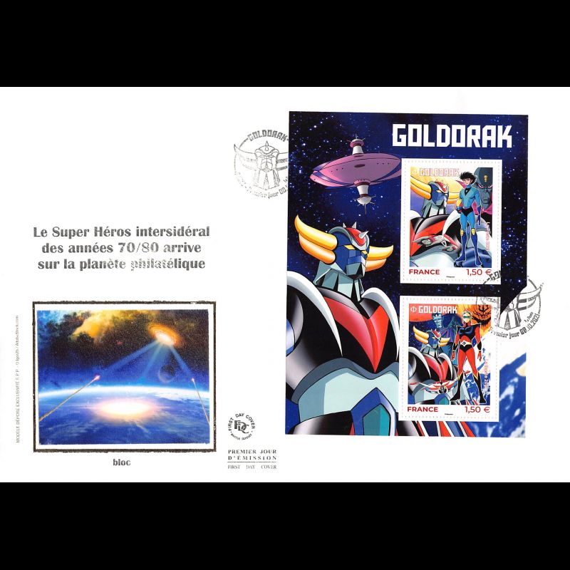 FDC GF soie - Bloc Goldorak - 8/10/2021 Paris