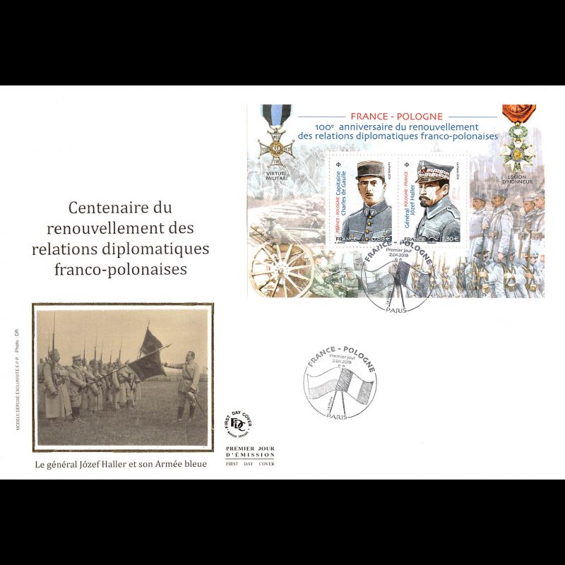 FDC GF soie - Bloc France Pologne - 2/4/2019 Paris