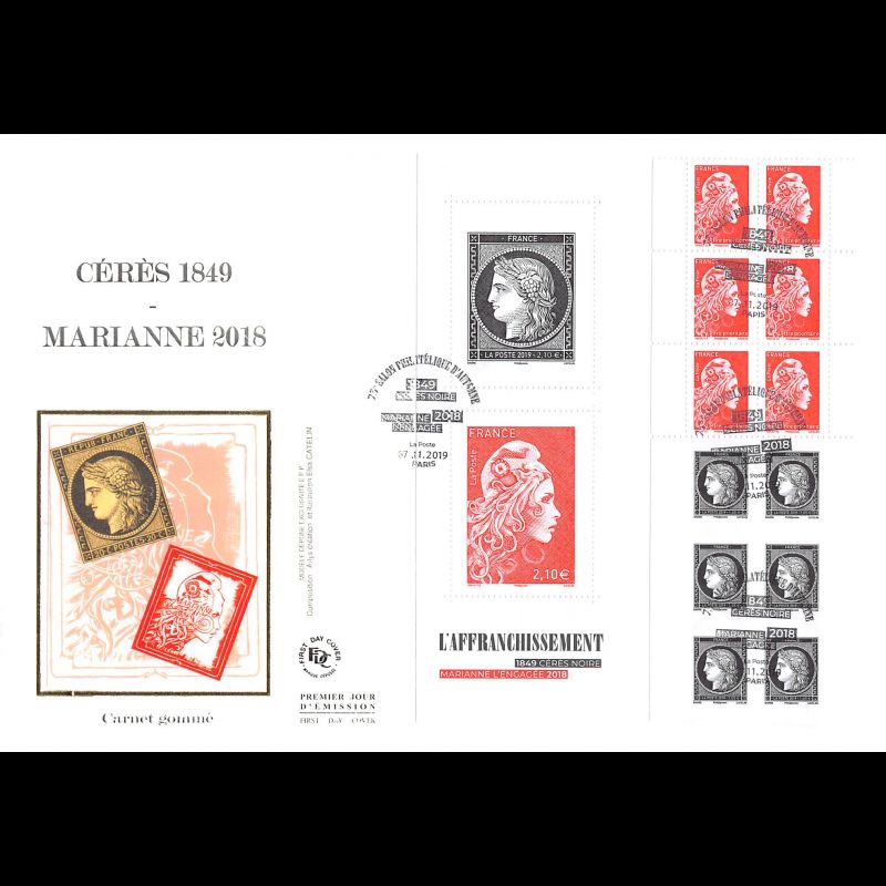 FDC GF soie - Carnet Marianne. L'affranchissement - 7/11/2019 Paris