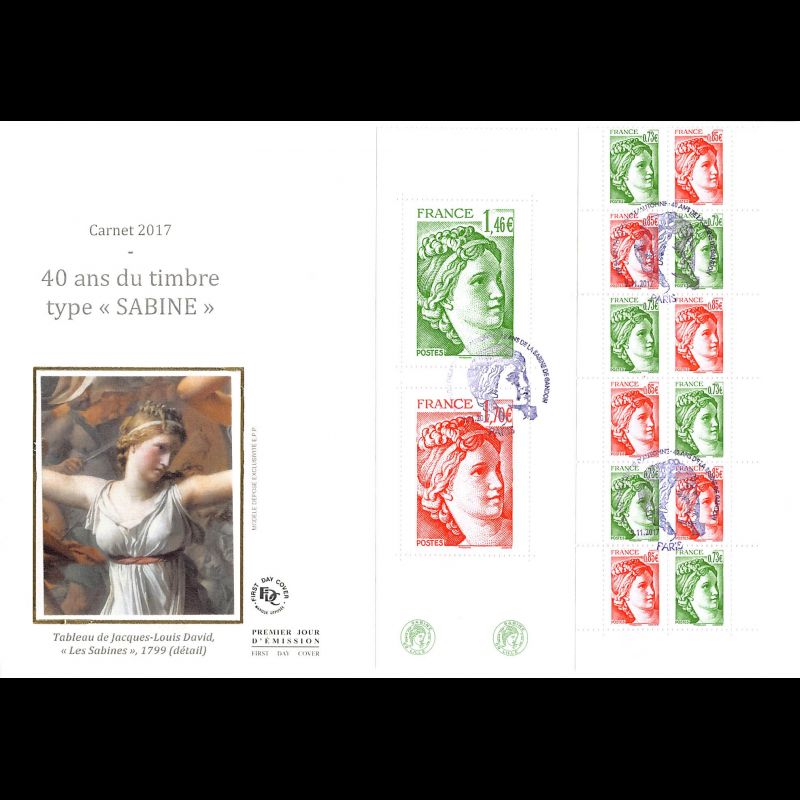 FDC GF soie - Carnet 40 ans du timbre Sabine - 9/11/2017 Paris