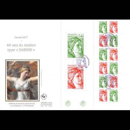 FDC GF soie - Carnet 40 ans du timbre Sabine - 9/11/2017 Paris