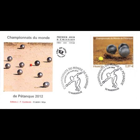 FDC - Championnats du monde de pétanque, oblit 14/9/2012 Marseille