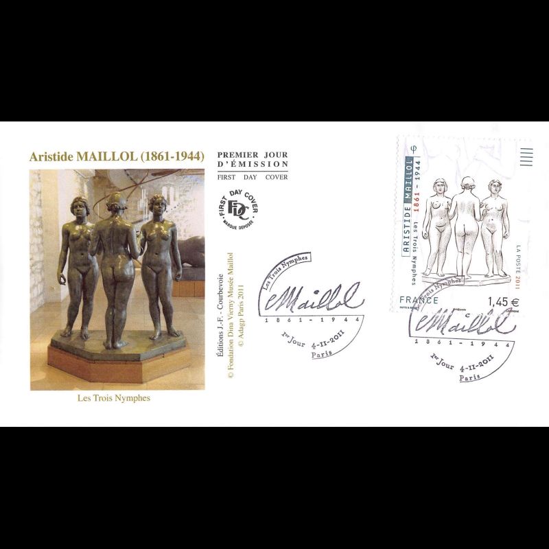 FDC - Tableau Aristide Maillol, les trois nymphes, oblit 4/11/2011 Paris