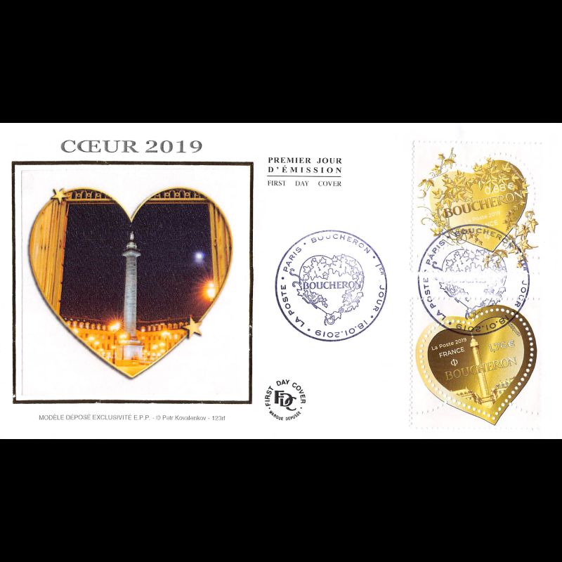 FDC soie - Cœurs Lierre et monnaie Boucheron - 18/1/2019 Paris