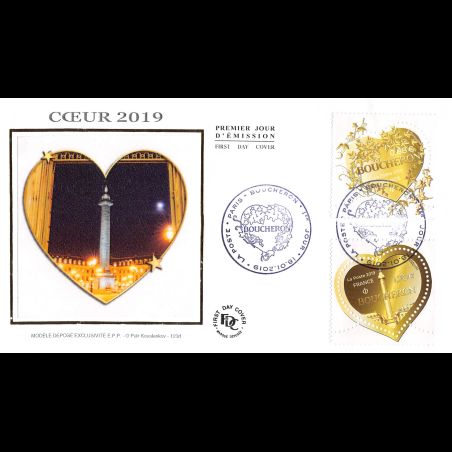 FDC soie - Cœurs Lierre et monnaie Boucheron - 18/1/2019 Paris