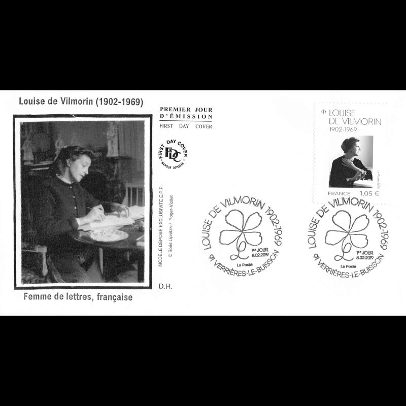 FDC soie - Louise de Vilmorin, écrivaine - 8/2/2019 Verrières le buisson