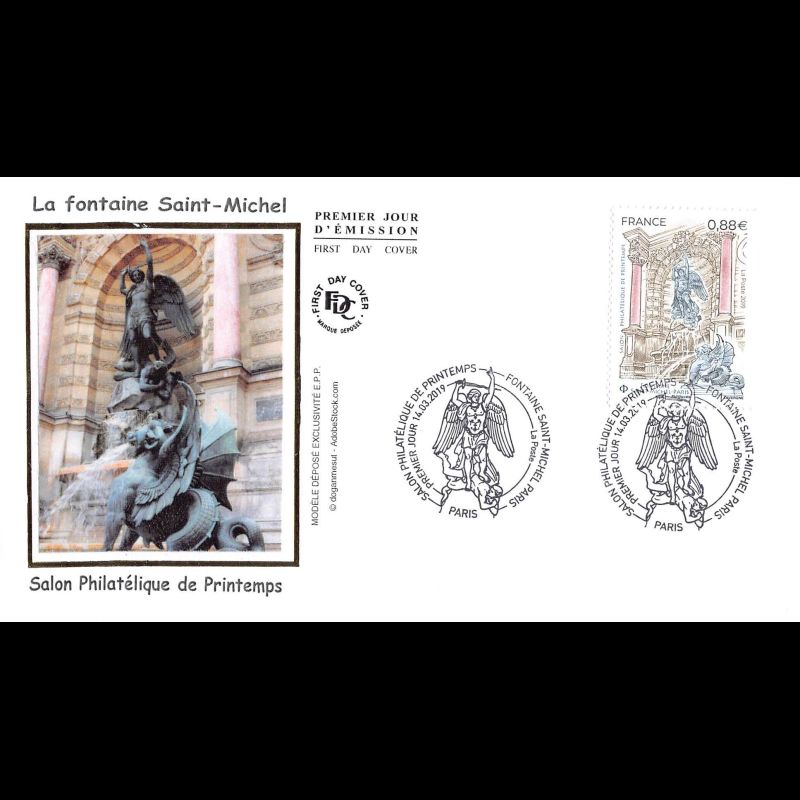 FDC soie - Salon phil de printemps. Fontaine St Michel - 14/3/2019 Paris