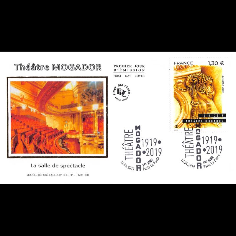 FDC soie - Théâtre Mogador (2 env) - 12/4/2019 Paris