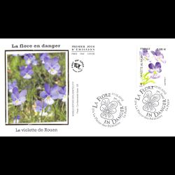 FDC soie - Flore en danger, violette de Rouen - 17/5/2019 La Plaine des Palmistes