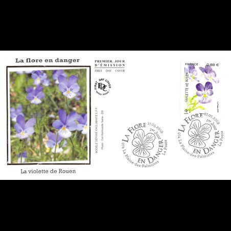 FDC soie - Flore en danger, violette de Rouen - 17/5/2019 La Plaine des Palmistes