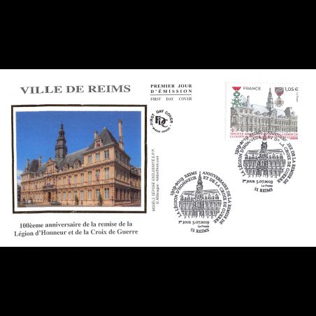 FDC soie - Anniv légion d'honneur et croix de guerre - 5/7/2019 Reims