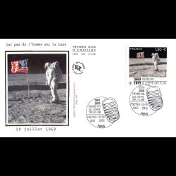 FDC soie - Premier pas de l'homme sur la lune - 19/7/2019 Paris