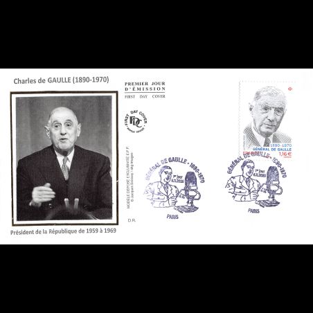 FDC soie - Charles de Gaulle (1890 - 1970) - 5/11/2020 Paris