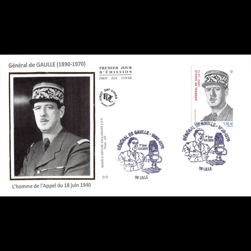 FDC soie - Gal de Gaulle. Appel du 18 juin 1940 - 5/11/2020 Lille