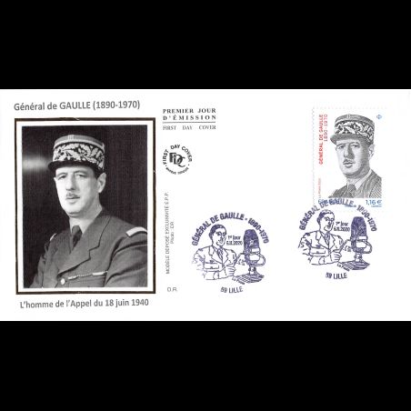 FDC soie - Gal de Gaulle. Appel du 18 juin 1940 - 5/11/2020 Lille