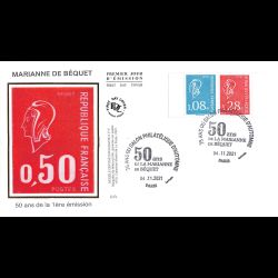 FDC soie - 50 ans Marianne de Béquet - 4/11/2021 Paris