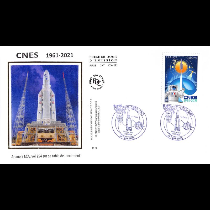 FDC soie - CNES (1961 - 2021) - 8/10/2021 Toulouse