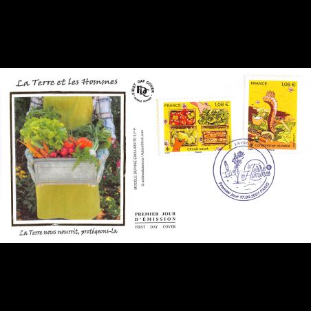 FDC soie - La terre et les hommes (2 env) - 17/9/2021 Paris