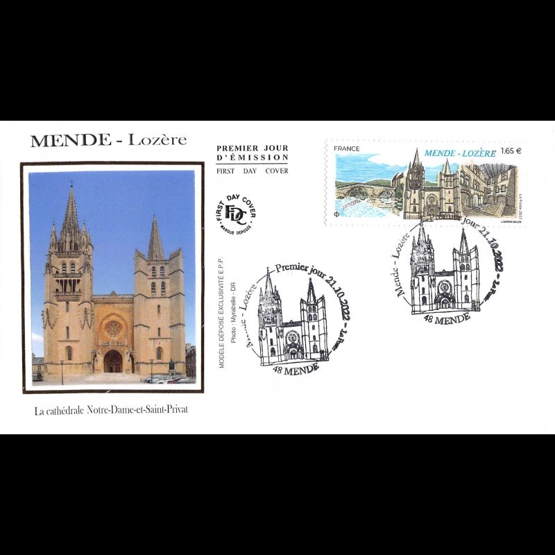 FDC soie - Cathédrale Notre-Dame et St Privat - 21/102022 Mende