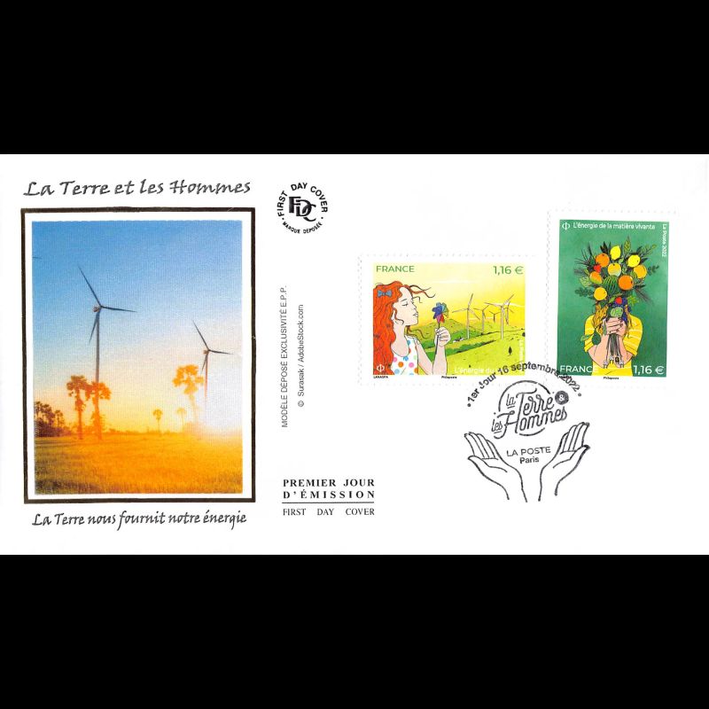 FDC soie - La terre et les hommes (2 env) - 16/9/2022 Paris