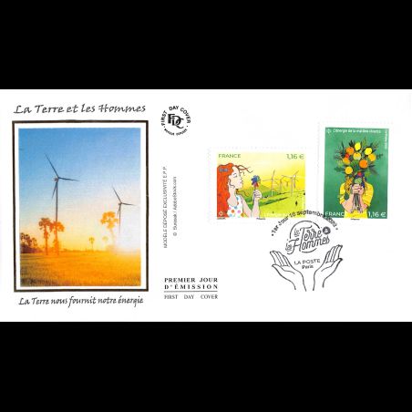 FDC soie - La terre et les hommes (2 env) - 16/9/2022 Paris