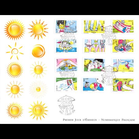 FDC GF LNF - Carnet adhésif - Sous le soleil (BC1288) - Oblit 2/7/2016 Paris