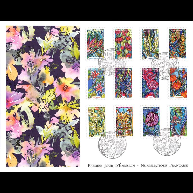 FDC GF LNF - Carnet adhésif - Flore. Fleurs à foison (BC1300) - Oblit 30/7/2016 Paris