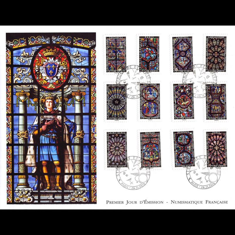 FDC GF LNF - Carnet adhésif - Structure et lumière. Vitraux (BC1348) - Oblit 26/11/2016 Paris