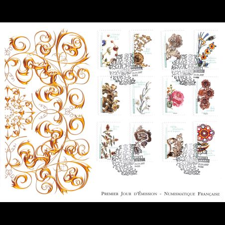 FDC GF LNF - Carnet adhésif - Fleurs et métiers d'art (BC1410) - Oblit 28/4/2017 Paris
