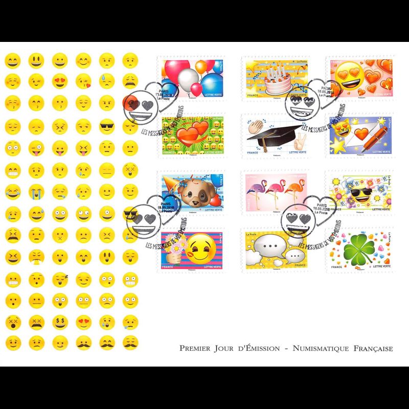 FDC GF LNF - Carnet adhésif - Emoji, messagers de vos émotions (BC1558) - Oblit 18/5/2018 Paris