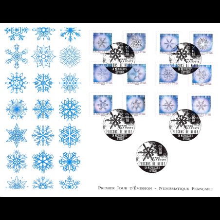 FDC GF LNF - Carnet adhésif - Flocons de neige (BC1629) - Oblit 5/10/2018 Paris