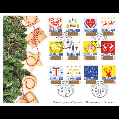 FDC GF LNF - Carnet adhésif - Timbres de vœux (BC1641) - Oblit 8/11/2018 Paris