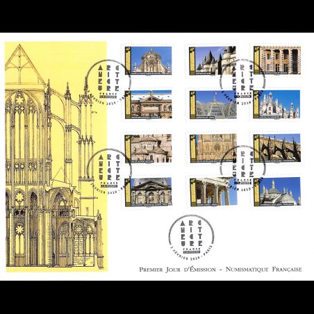 FDC GF LNF - Carnet adhésif - Architecture. Histoire de styles (BC1671) - Oblit 1/2/2019 Paris