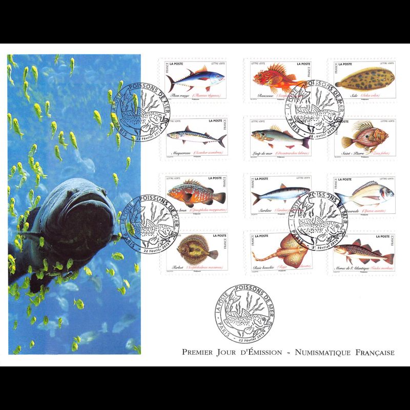 FDC GF LNF - Carnet adhésif - Faune aquatique. Poissons de mer (BC1683) - Oblit 22/2/2019 Paris