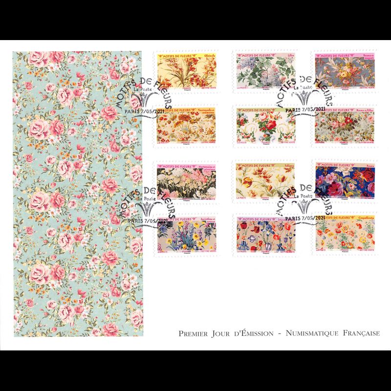 FDC GF LNF - Carnet adhésif - Motifs de fleurs (BC1989) - Oblit 7/5/2021 Paris