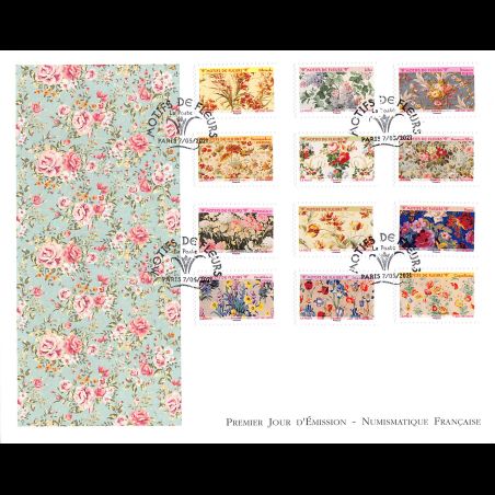 FDC GF LNF - Carnet adhésif - Motifs de fleurs (BC1989) - Oblit 7/5/2021 Paris