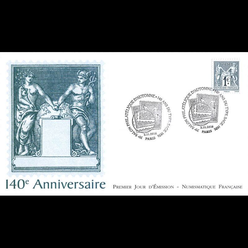 FDC LNF - 70e salon phil. d'automne, type Sage (N sous le U) - 3/11/2016 Paris