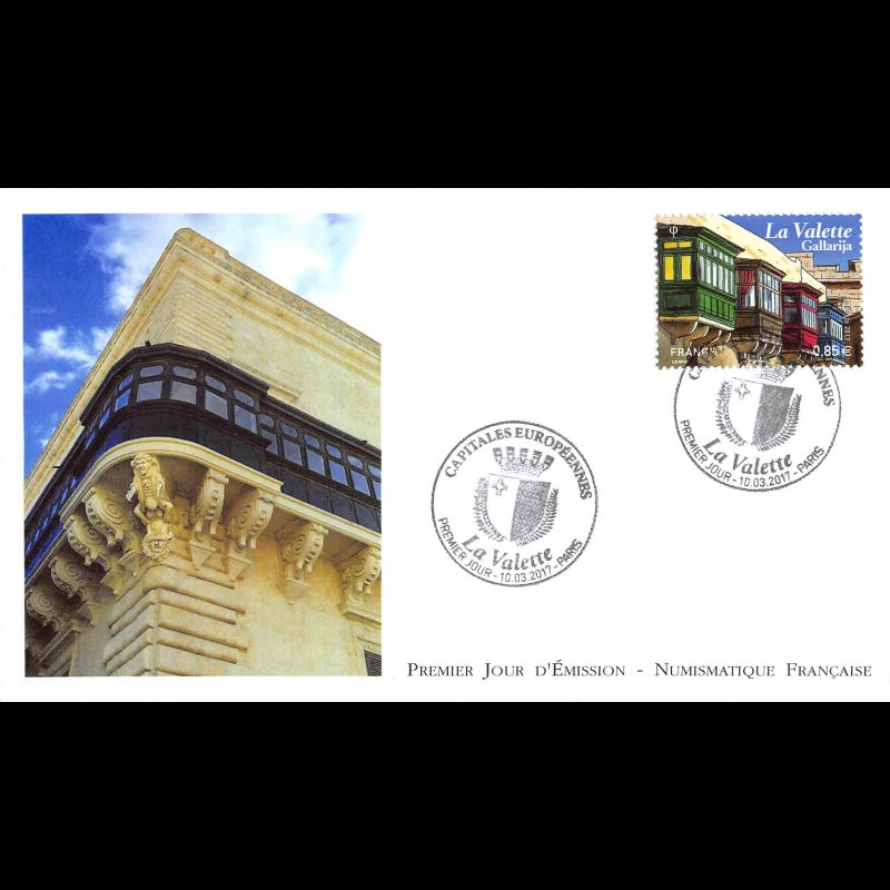 FDC LNF - Capitale européenne. La Valette (4 env) - oblit 10/3/2017 Paris