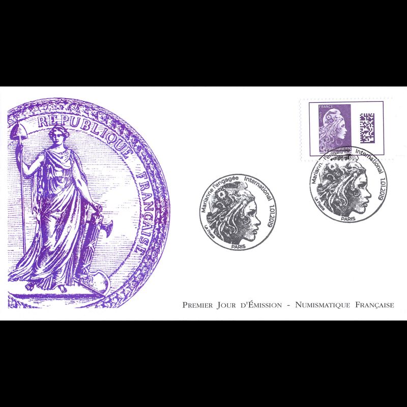 FDC LNF - Marianne l'engagée international - 1/1/2019 Paris