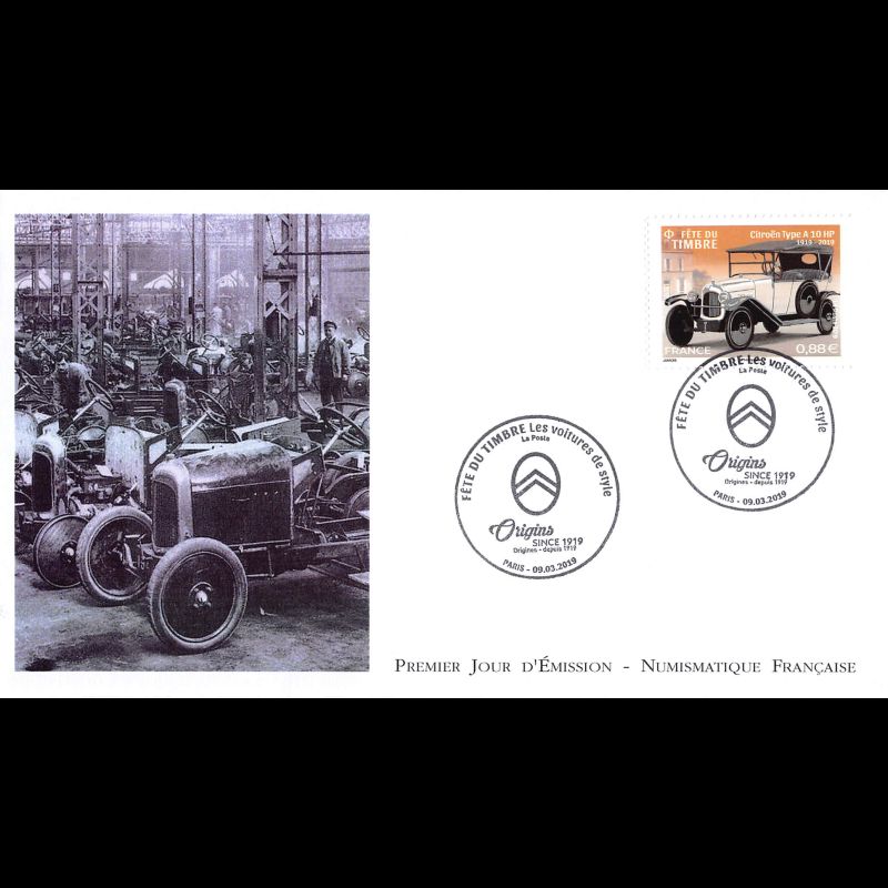FDC LNF - Fête du timbre. Citroën type A 10 HP - 9/3/2019 Paris