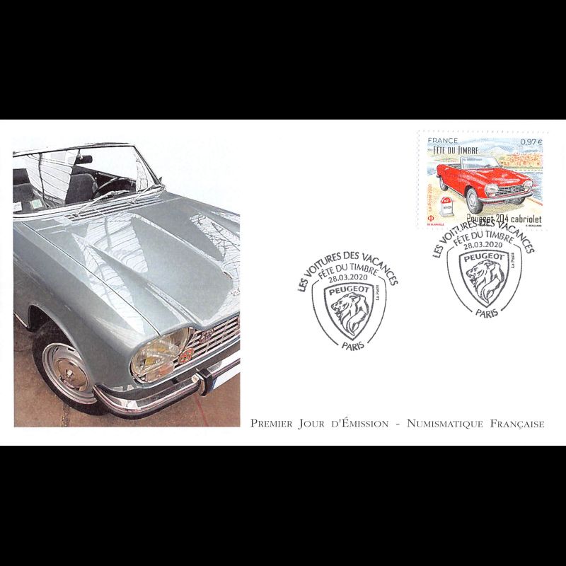 FDC LNF - Fête du timbre. Peugeot 204 cabriolet - 28/3/2020 Paris