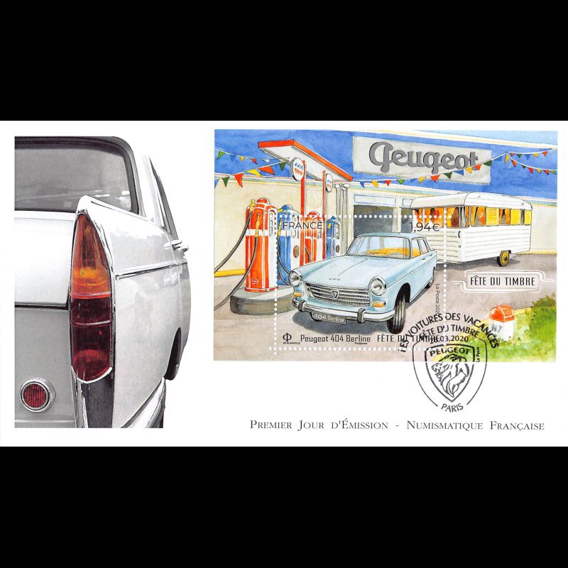 FDC LNF - Bloc fête du timbre. Peugeot 404 Berline - 28/3/2020 Paris