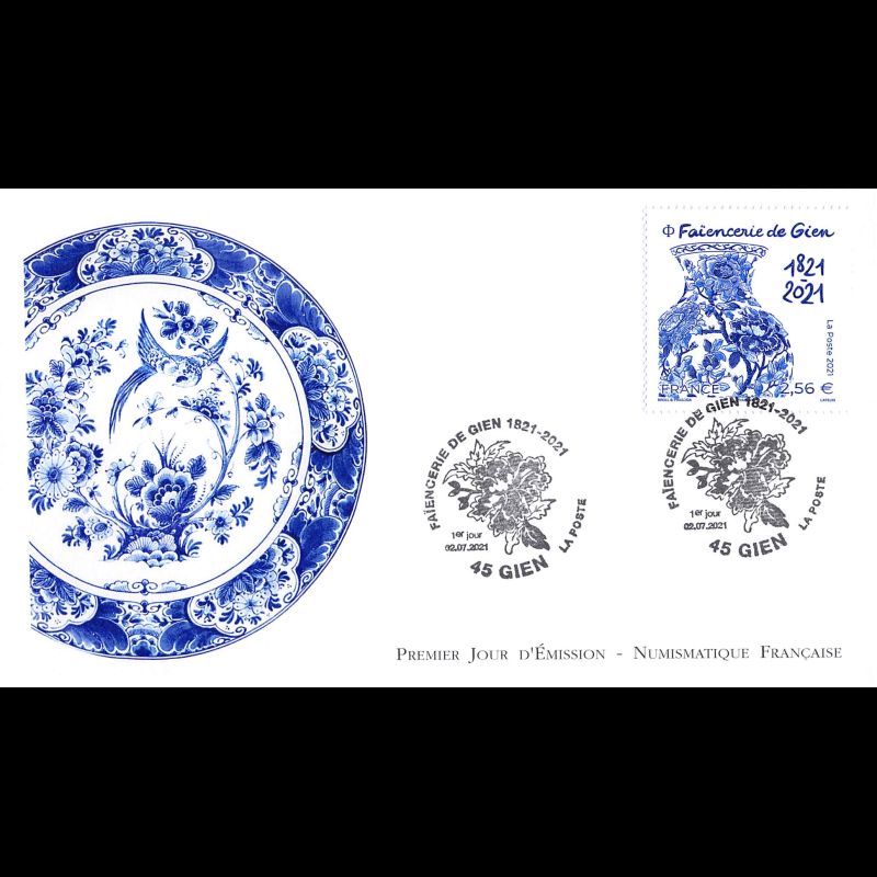 FDC LNF - Faïencerie de Gien. Vase Pivoines bleues - 2/7/2021